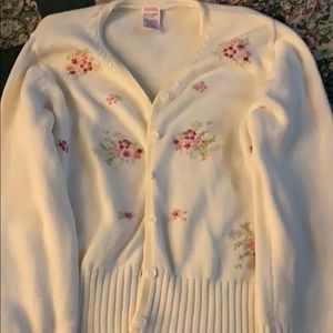 Gymboree cream sweater with mauve flowers